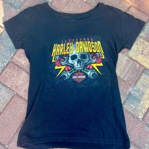 Harley-Davidson Black Short Sleeve Tee with Vibrant Graphic